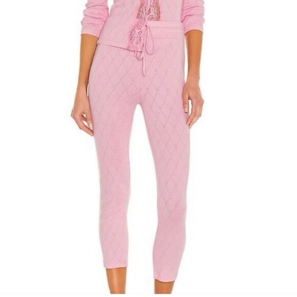 LoveShackFancy Pink Heart Knit Joggers